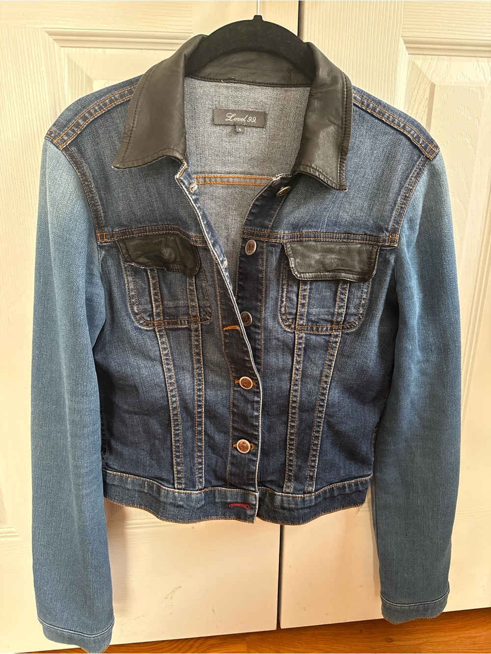 Level 99 Two-Tone Blue Denim Jacket with Black Trim